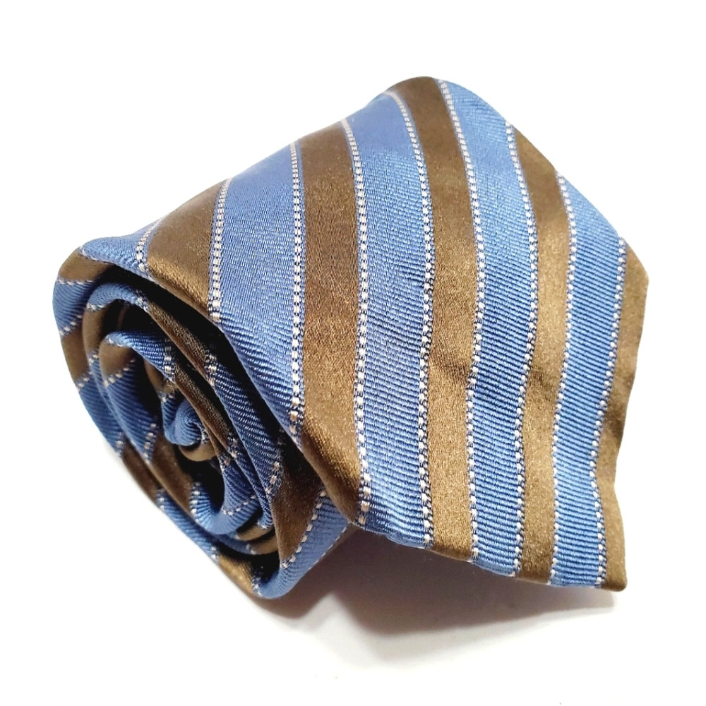 Dolce & Gabbana Necktie Brown & Blue Stripe Pattern Men's Silk Neck Tie 59x3.75"